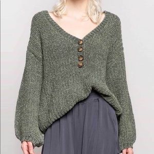 POL Army Green Warm Sweater